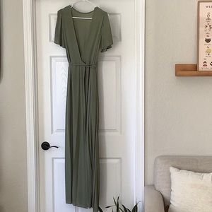 Lulus Lost in the Moment Sage Brush Maxi Dress